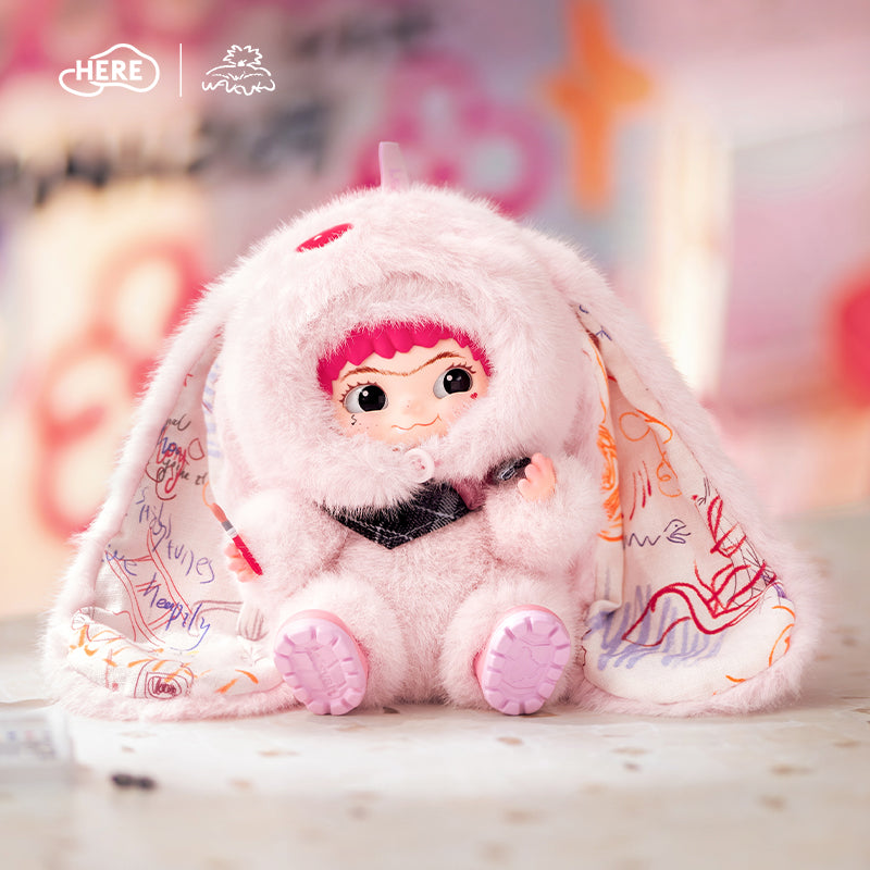 HERE wakuku sweet heart rabbit vinyl plush doll pendant