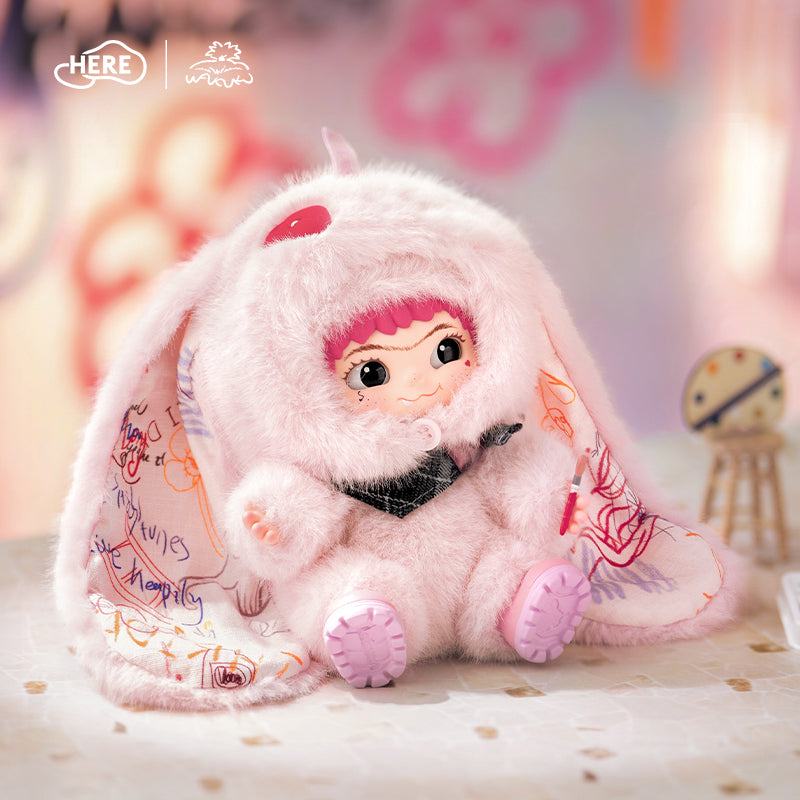 HERE wakuku sweet heart rabbit vinyl plush doll pendant