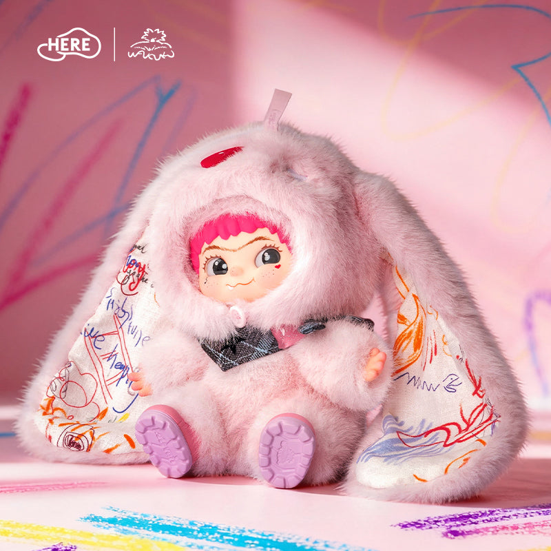 HERE wakuku sweet heart rabbit vinyl plush doll pendant